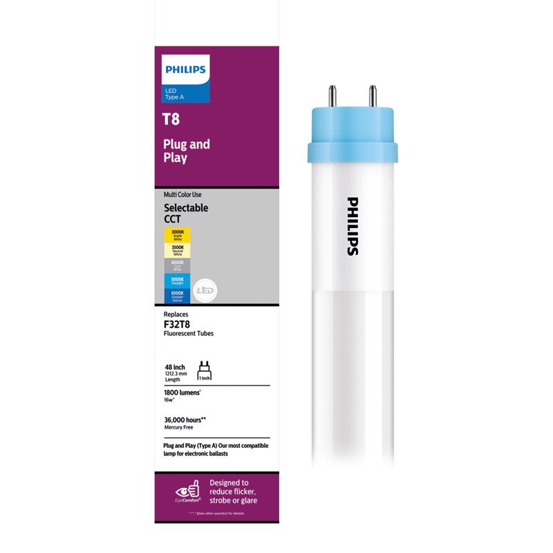Philips LED Multi-CCT 48 in. G13 T8 Linear 32 Watt Equivalence 2 pk