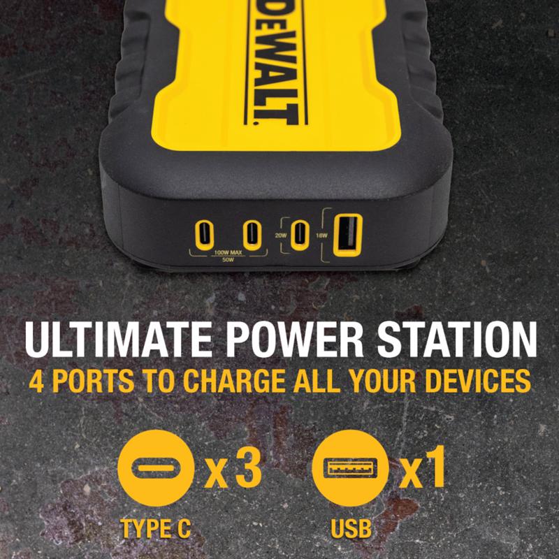 DEWALT Black/Yellow Charging Station USB to AC Home Adapter For All Smartphones