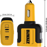DeWalt Black/Yellow Car Charger 2 Port USB Car Charger For All Mobile Devices