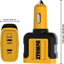 DeWalt Black/Yellow Car Charger 2 Port USB Car Charger For All Mobile Devices