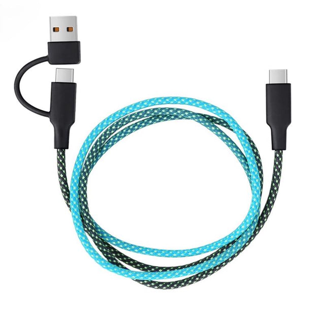 Fusebox Multicolored Braided Cable USB-C Cable For Any USB-Powered Device 3 ft. L