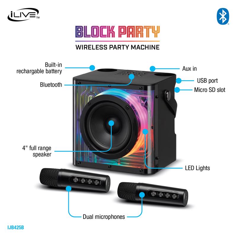 iLive Wireless Bluetooth Karaoke Machine