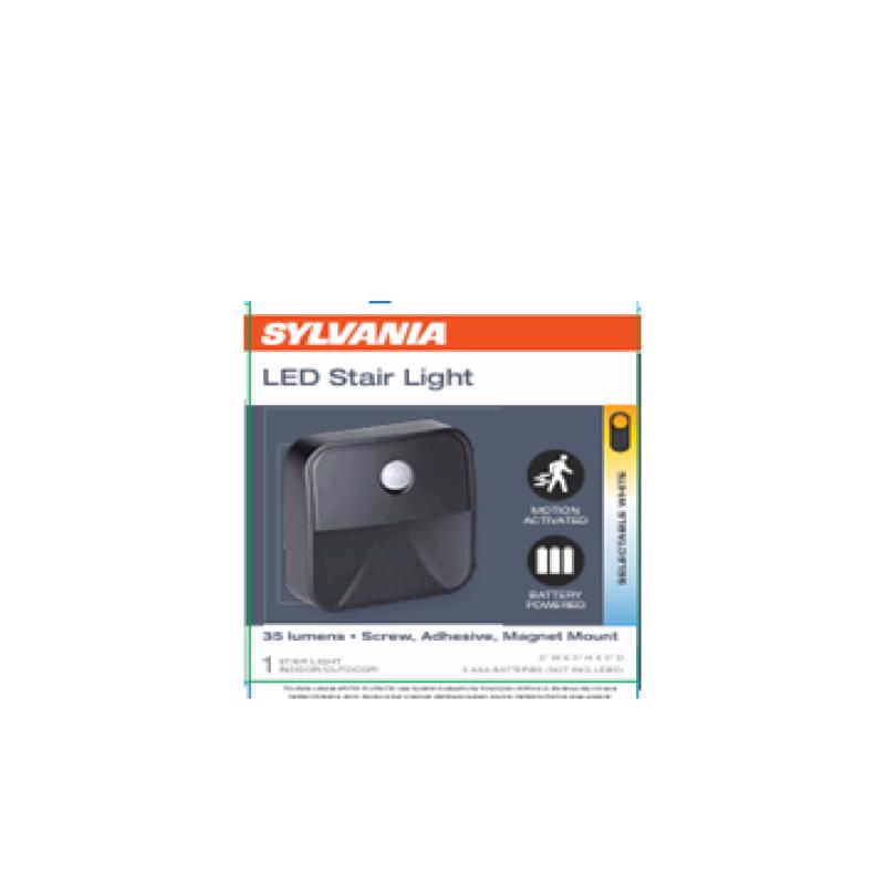 Sylvania Motion-Sensing Battery Powered LED Black Stair Light