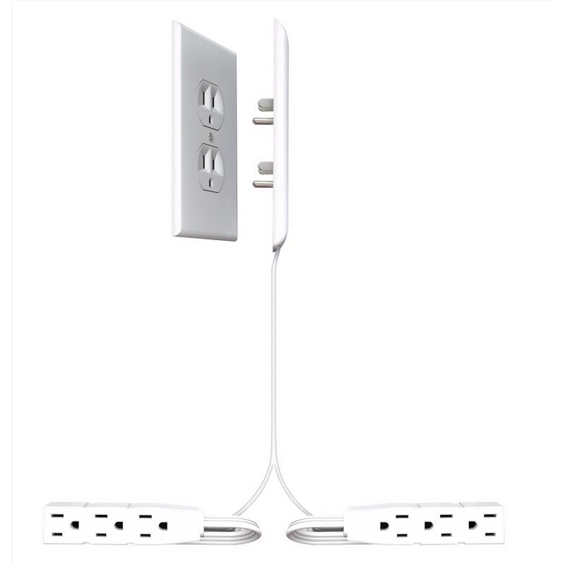 Sleek Socket 8 ft. L 6 outlets Power Strip White