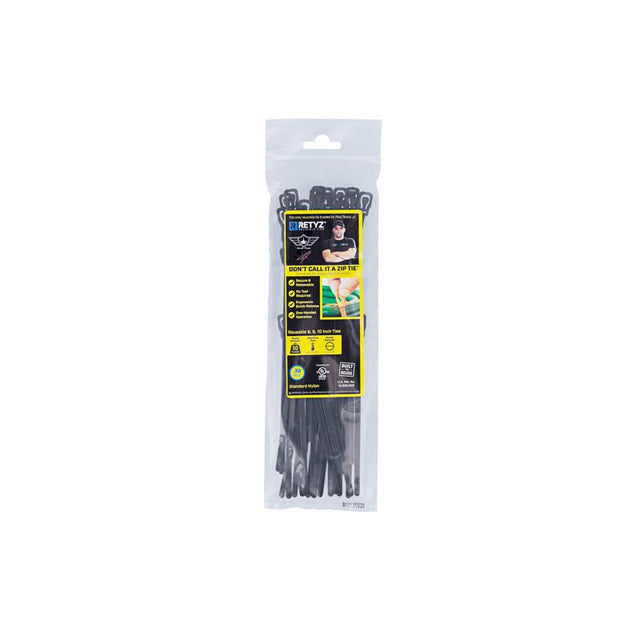 RETYZ 10 in. L Black Cable Tie 30 pk