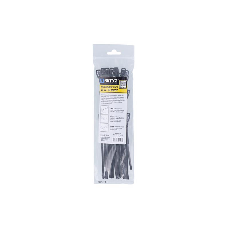 RETYZ 10 in. L Black Cable Tie 30 pk