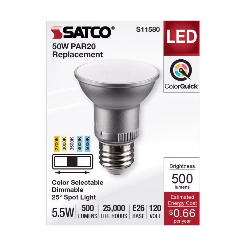 Satco PAR20 E26 (Medium) LED Bulb Tunable White/Color Changing 50 Watt Equivalence 1 pk