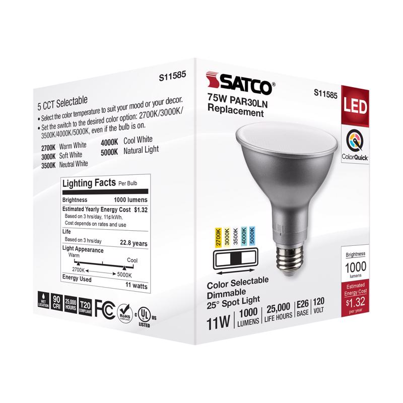 Satco PAR30LN E26 (Medium) LED Bulb Tunable White/Color Changing 75 Watt Equivalence 1 pk