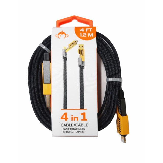 MonkeyZ 4ft. 4-in-1 Cable Cell Phone Charger