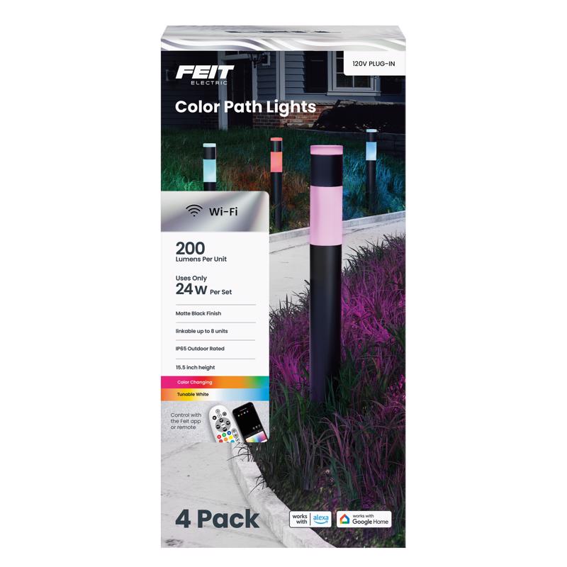 Feit Black Plug In/Remote 6 W LED Pathway Light 4 pk