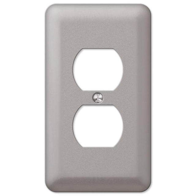 Amerelle Devon Brushed Nickel Pewter 1 gang Steel Duplex Wall Plate 1 pk