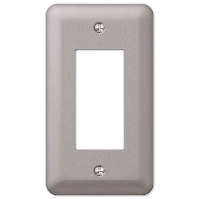 Amerelle Devon Brushed Nickel 1 gang Steel Single Outlet Wall Plate 1 pk