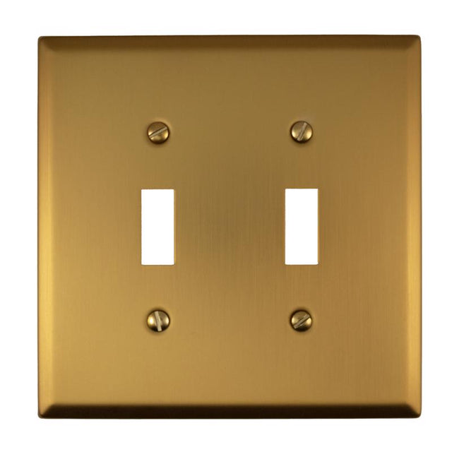 Amerelle Oxford Brushed Gold 2 gang Steel Toggle Wall Plate 1 pk