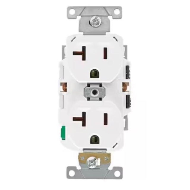 Leviton Lever Edge 125 V White Outlet 1 pk