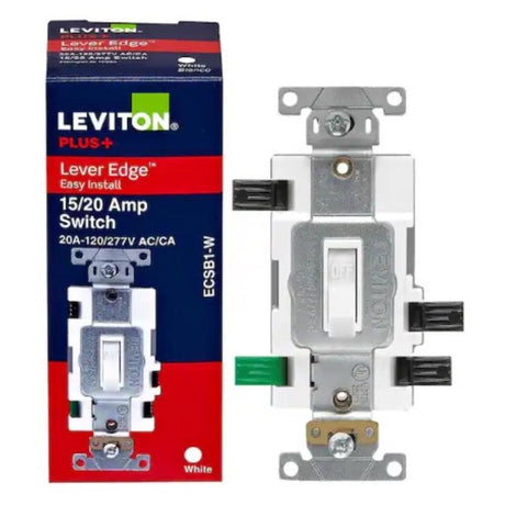 Leviton Lever Edge 20 amps Toggle Switch White 1 pk