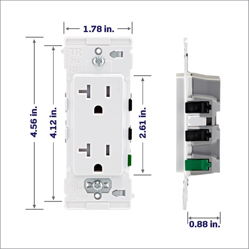 Leviton Lever Edge 20 amps 125 V White Tamper Resistant Outlet 5-20R 1 pk