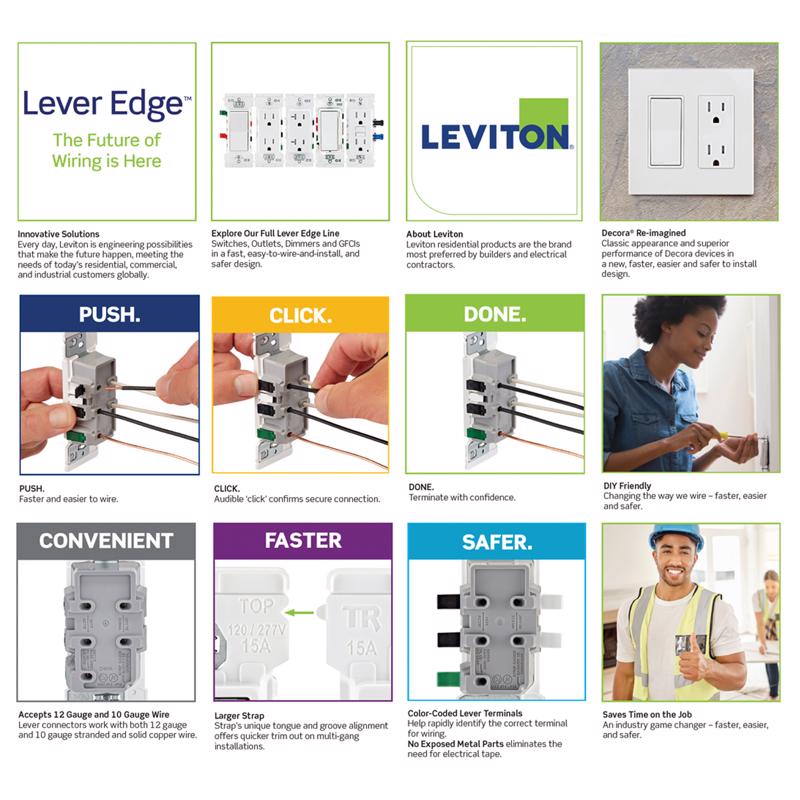 Leviton Lever Edge 20 amps 125 V White Outlet 5-20R 10 pk