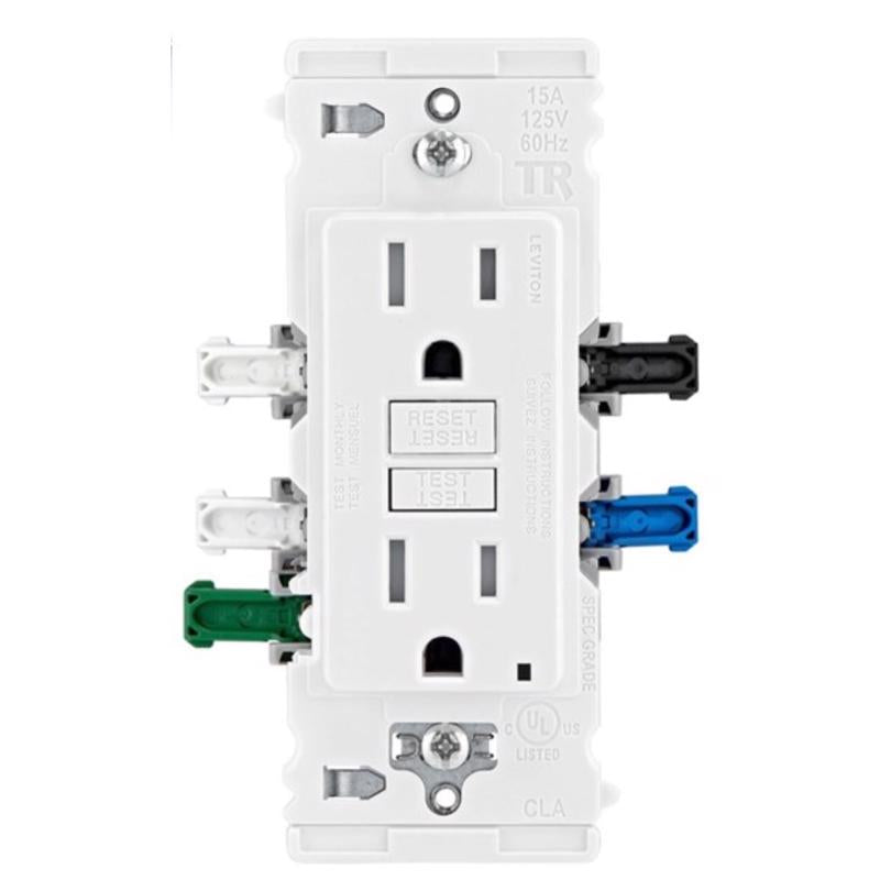 Leviton Lever Edge 125 V White GFCI Outlet 1 pk