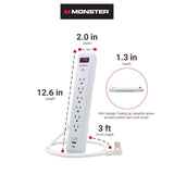 Monster Just Power It Up 3 ft. L 6 outlets Surge Protector w/USB White 1080 J