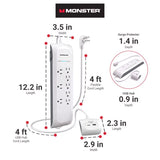 Monster Just Power It Up 4 ft. L 8 outlets Surge Protector w/USB White 1080 J