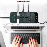 Monster Just Power It Up 6 ft. L 8 outlets Surge Protector w/USB Black 2160 J