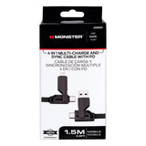 Monster Just Hook It Up USB 4-in-1 Multi-Charge & Sync Cable 4.9 ft. Black/Gray