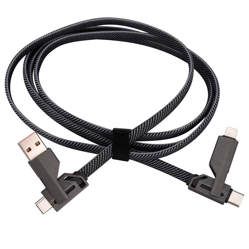 Monster Just Hook It Up USB 4-in-1 Multi-Charge & Sync Cable 4.9 ft. Black/Gray