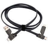 Monster Just Hook It Up USB 4-in-1 Multi-Charge & Sync Cable 4.9 ft. Black/Gray