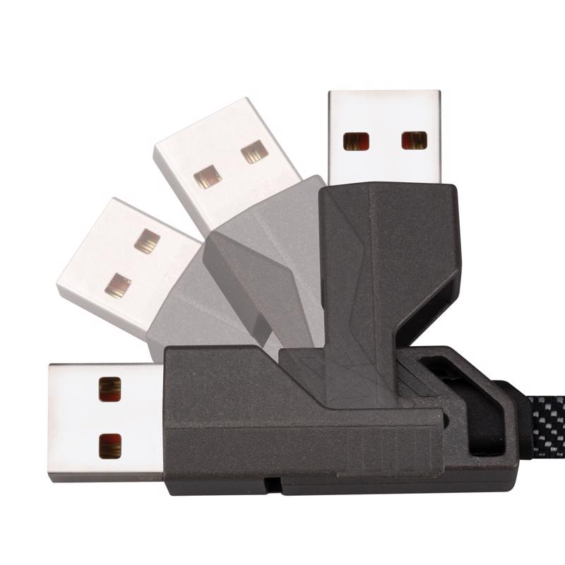 Monster Just Hook It Up USB 4-in-1 Multi-Charge & Sync Cable 4.9 ft. Black/Gray