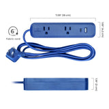 Globe Electric 6 ft. L 2 outlets Power Strip with USB Ports Blue