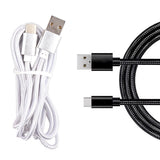 Diamond Visions Assorted Braided Cord USB-A to USB-C Cable For All Smartphones 6 ft. L