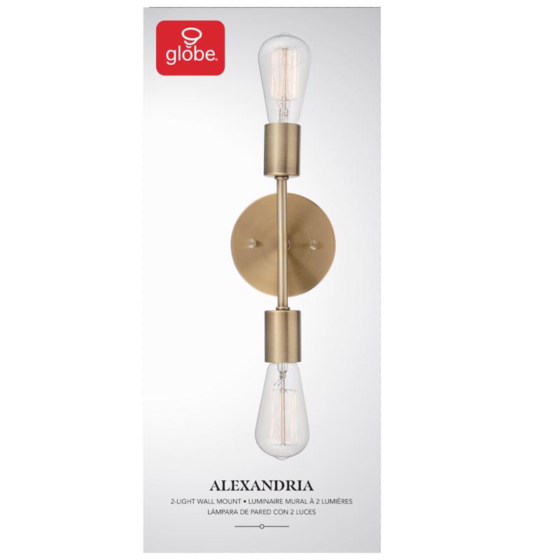 Globe Electric Matte Bronze 2 lights Incandescent Vanity Light Wall Mount