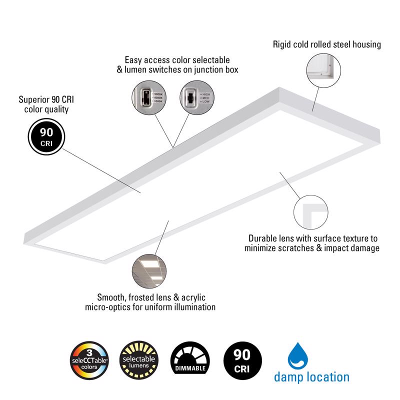 Cooper Lighting Metalux 1.8 in. H X 12.8 in. W X 48.8 in. L White LED Flat Panel Light Fixture