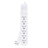 CyberPower 4 ft. L 6 outlets Surge Protector White 600 J