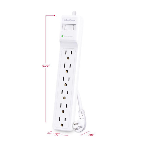 CyberPower 4 ft. L 6 outlets Surge Protector White 600 J