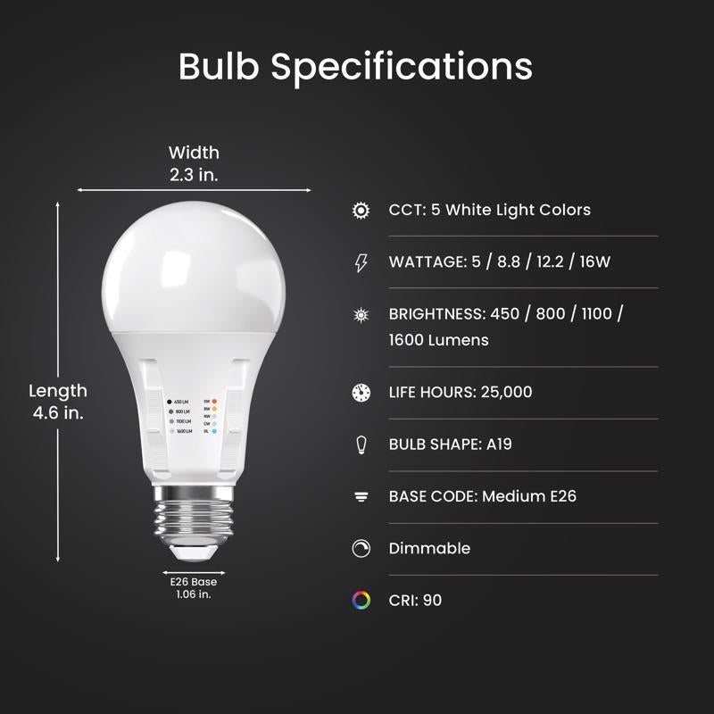 Feit Electric A19 E26 (Medium) LED Bulb Adjustable White 100 Watt Equivalence 1 pk