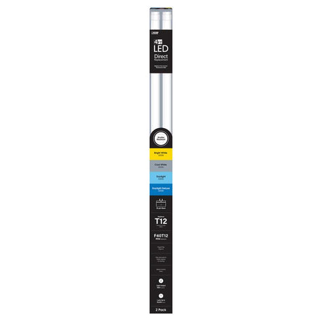 Feit Electric Linear Adjustable White 48 in. Bi-Pin T12 LED Tube 40 Watt Equivalence 2 pk