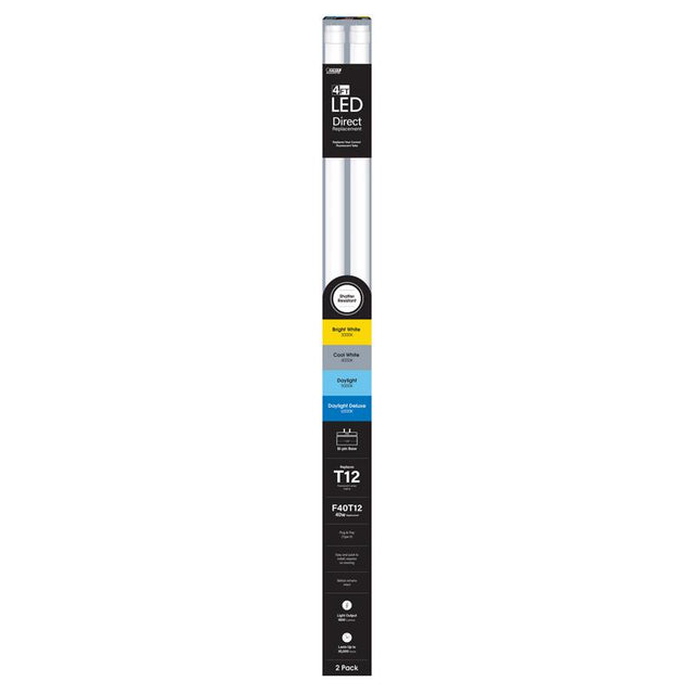 Feit Electric Linear Adjustable White 48 in. Bi-Pin T12 LED Tube 40 Watt Equivalence 2 pk