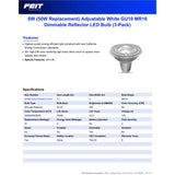 Feit Electric MR16 GU10 LED Bulb Adjustable White 50 Watt Equivalence 1 pk