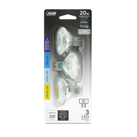 Feit Electric MR16 GU5.3 LED Bulb Adjustable White 20 Watt Equivalence 1 pk