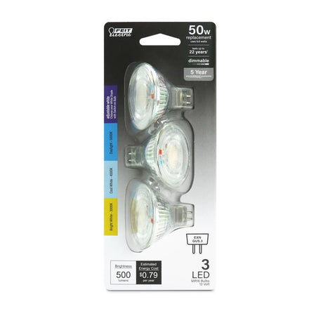 Feit Electric MR16 GU5.3 LED Bulb Adjustable White 50 Watt Equivalence 1 pk