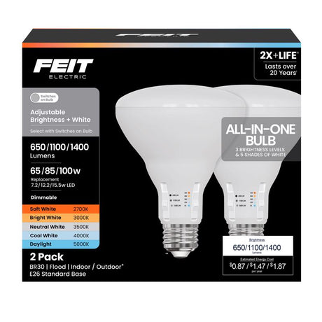 Feit Electric BR30 E26 (Medium) LED Bulb Adjustable White 100 Watt Equivalence 1 pk