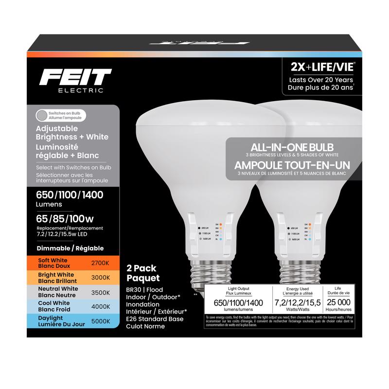 Feit Electric BR30 E26 (Medium) LED Bulb Adjustable White 100 Watt Equivalence 1 pk