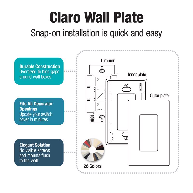Lutron Claro Light Almond 3 gang Plastic Decorator Wall Plate 1 pk