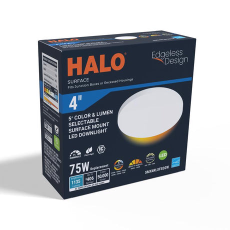 Halo 0.63 in. H X 4 in. W X 4 in. L Matte White LED Ceiling Light