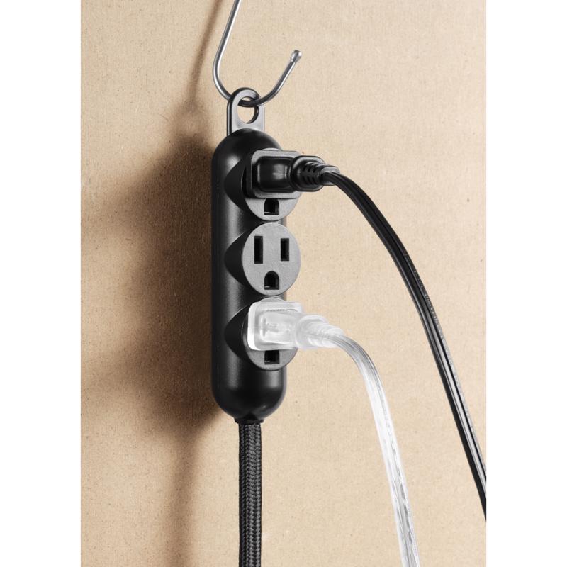 Globe Electric Indoor 12 ft. L Black Triple Outlet Cord 16/3