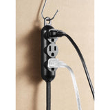 Globe Electric Indoor 12 ft. L Black Triple Outlet Cord 16/3