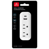 Globe Electric 0 ft. L 2 outlets Wall Tap White