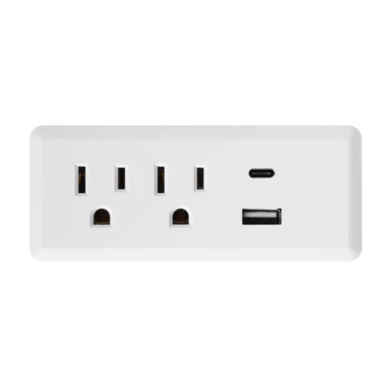 Globe Electric 0 ft. L 2 outlets Wall Tap White