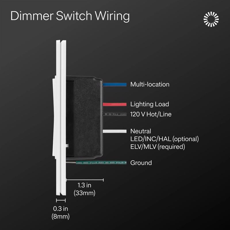 Lutron 150 W Rocker Dimmer Switch 1 pk